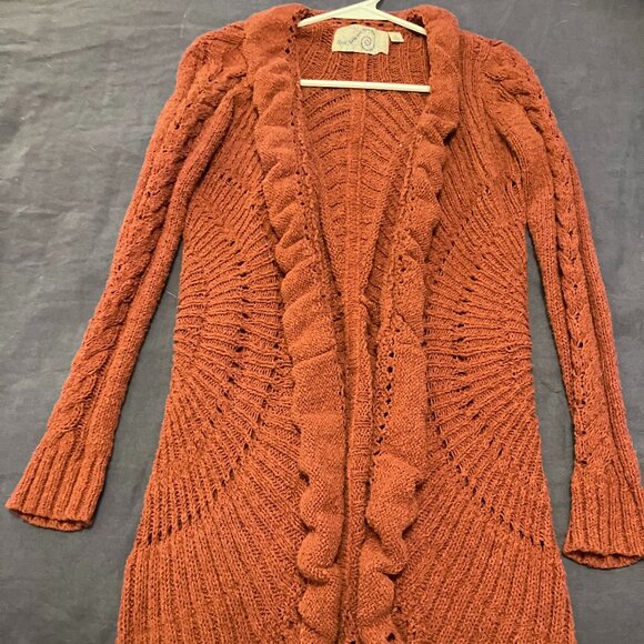 Boho knitted cardigan sweater. - Picture 1 of 10